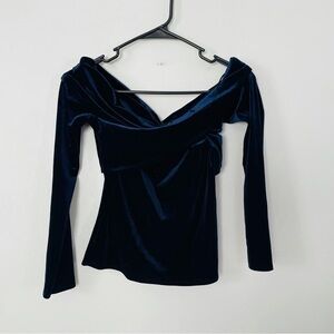 Zara velvet blue criss cross top size xs